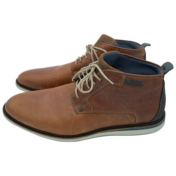 BULL BOXER Leather Oxford Cognac Ankle Boots - Picture 1 of 9